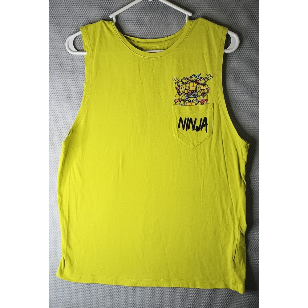 Nickelodeon TMNT Ninja Turtles Neon Green Pocket Muscle Tank Top XL 18-20
